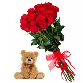 11 Red Roses and Teddy